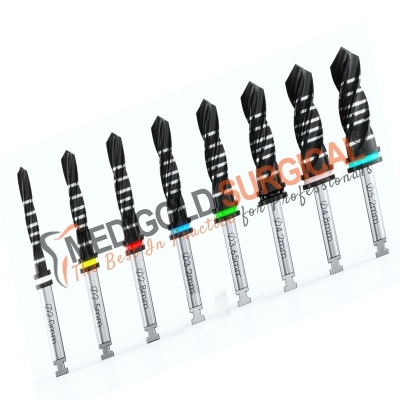 Dental Implant Drills 8Pcs Black Titaniu